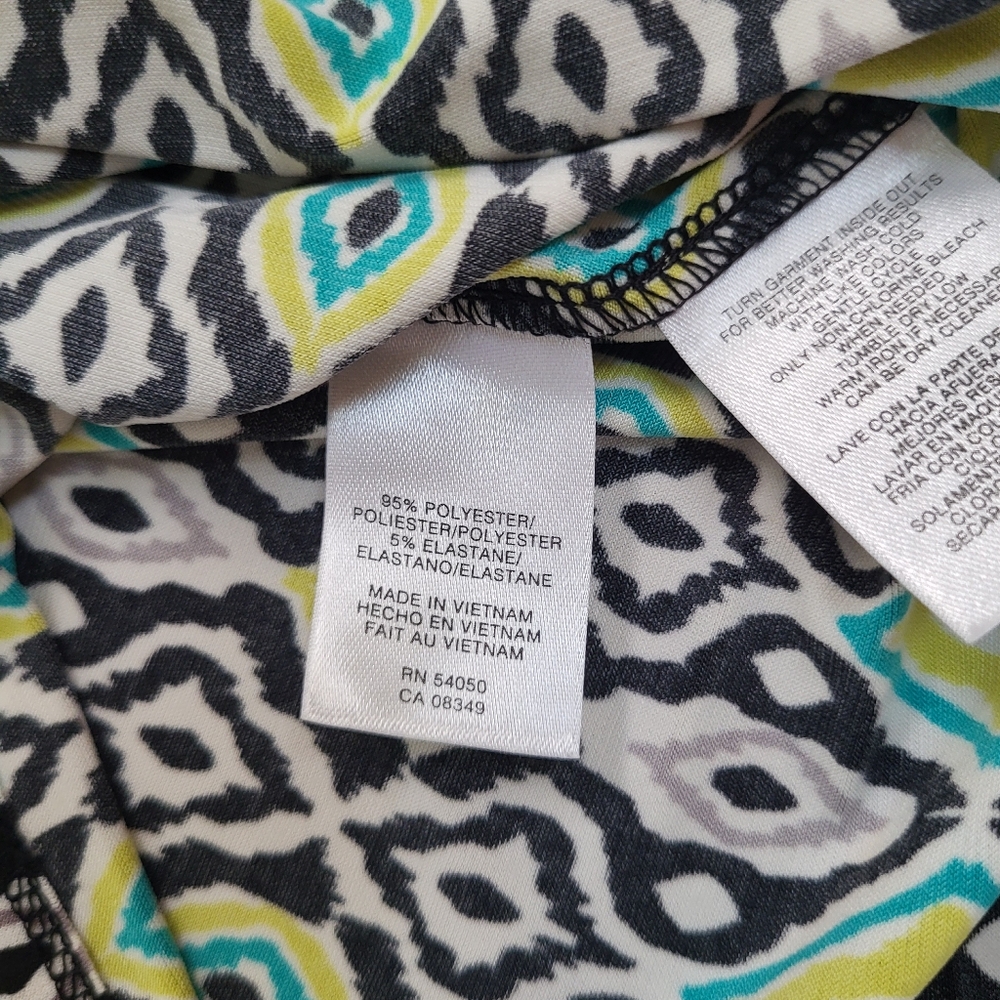 Jones New York Geometric Print Dress Large Stretch Knit Modest Career New Office - Picture 8 of 11